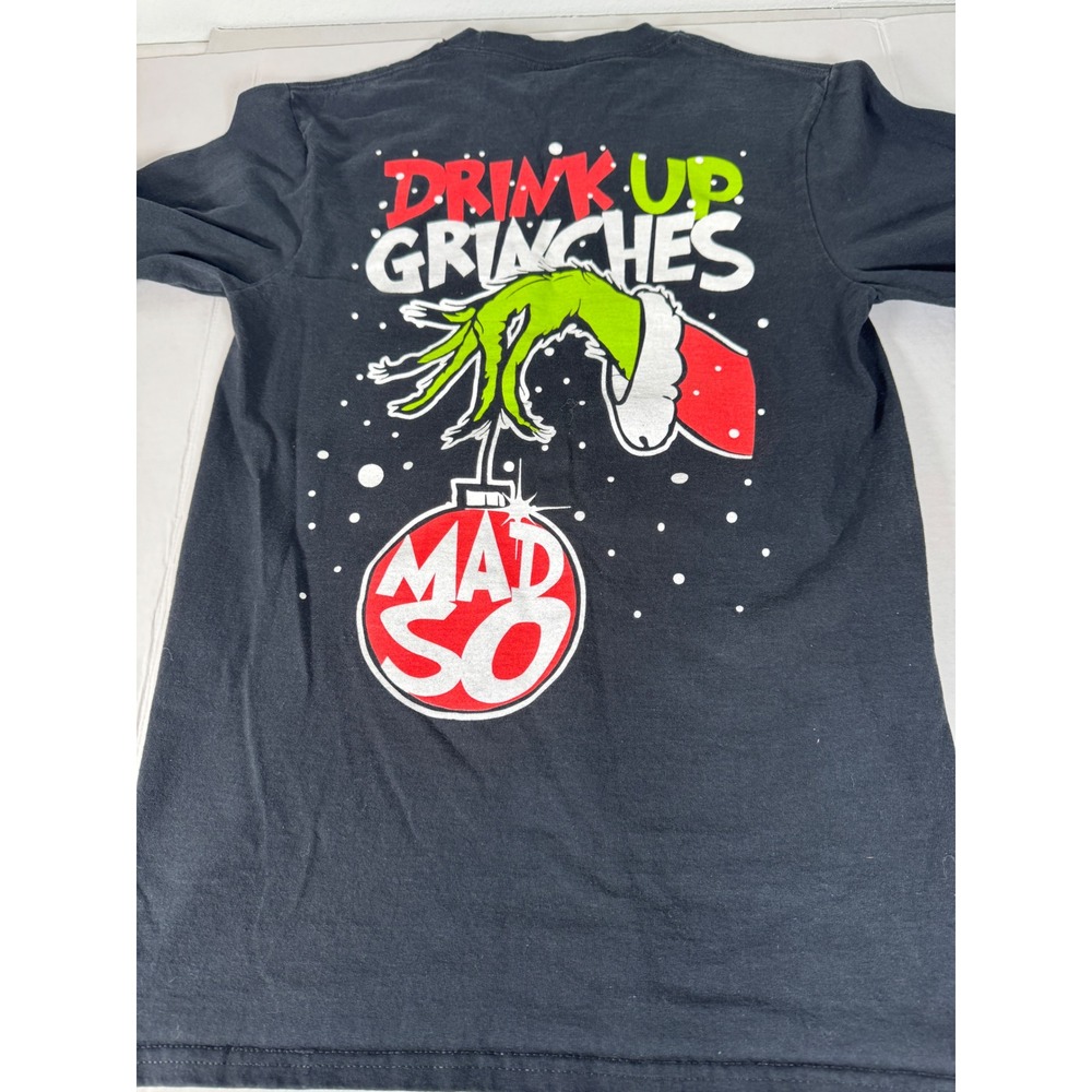 Black Grinch Mad So Madison Social Christmas Graphic T-Shirt Size S